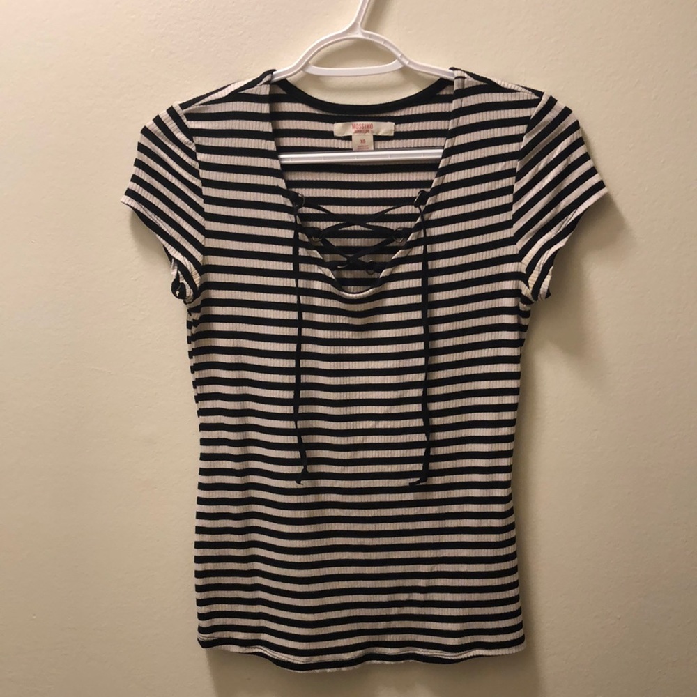 Striped Lace Up Shirt